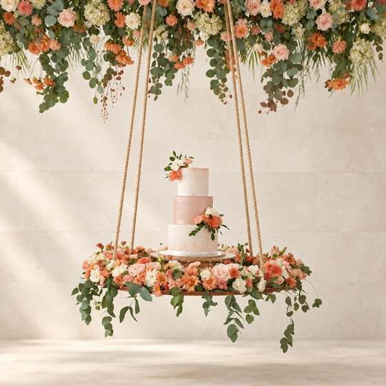 Pastel en columpio floral
