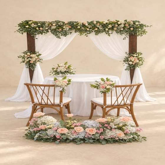 Arco floral con sillas