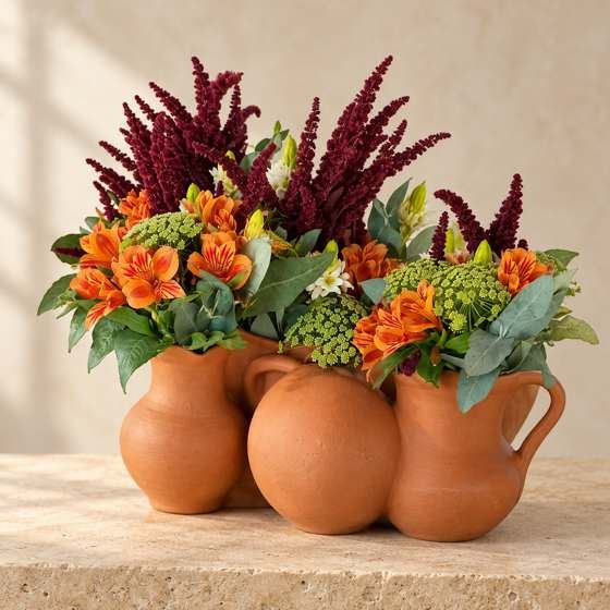 Vasijas de terracota con flores