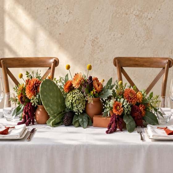 Mesa en tonos terracota