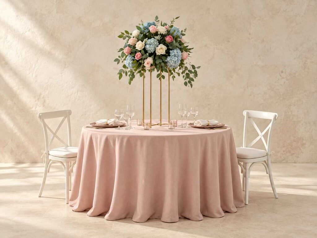 Arte floral clásico: blancos, azules y dorados
